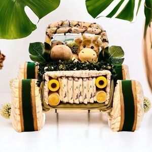 New - Diaper cake - Safari Diaper Centerpiece - Baby shower Gift